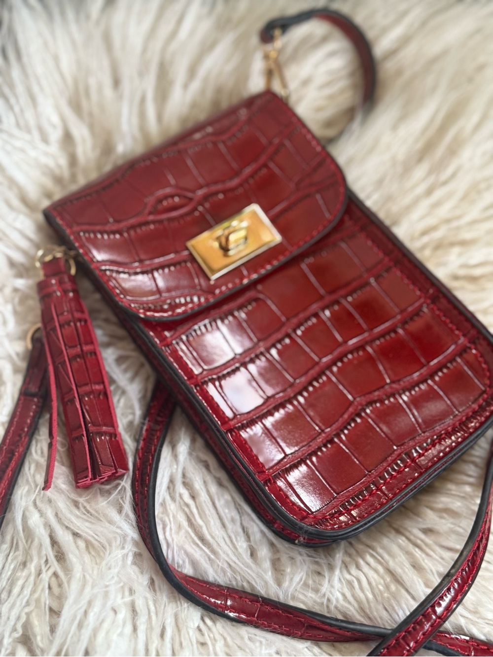 Vacation Festival Croc-Embossed Crossbody Bag